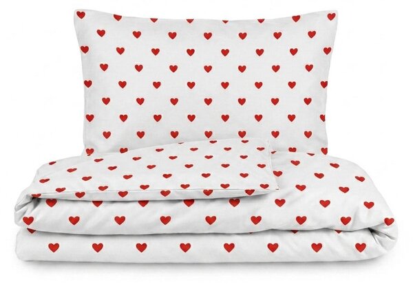 Kvalitex Bavlněné povlečení renforcé Srdíčka červená 1x 140/200, 1x 70/90cm