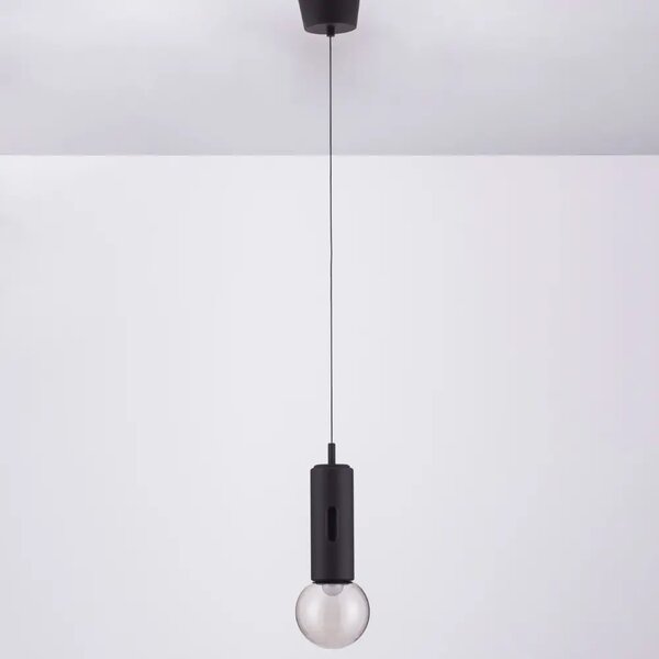 Nova Luce Černé kovové závěsné LED světlo Chronos 12 cm