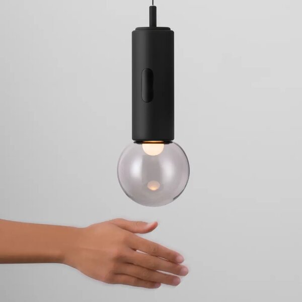 Nova Luce Černé kovové závěsné LED světlo Chronos 12 cm