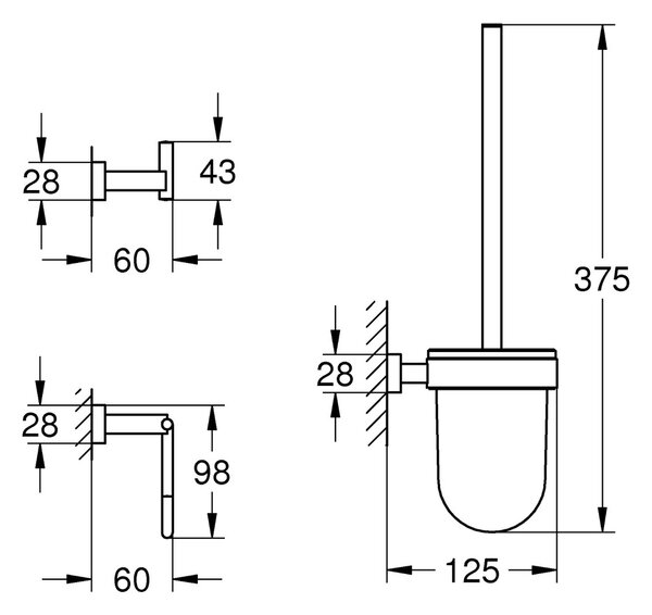 GROHE Essentials Cube - Sada doplňků pro toaletu 3 v 1, Chrom 40757001