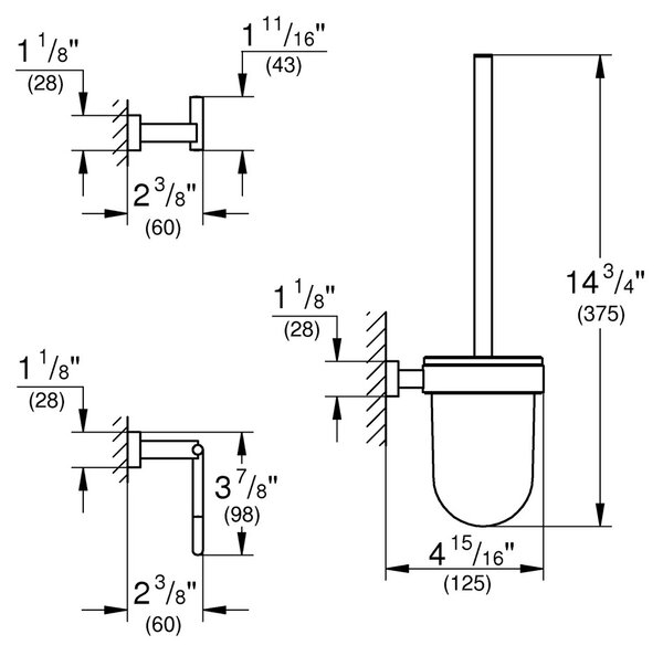 GROHE Essentials Cube - Sada doplňků pro toaletu 3 v 1, Chrom 40757001