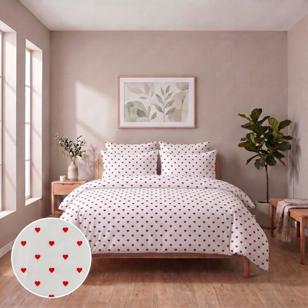 Kvalitex Bavlněné povlečení renforcé Srdíčka červená 1x 140/200, 1x 70/90cm