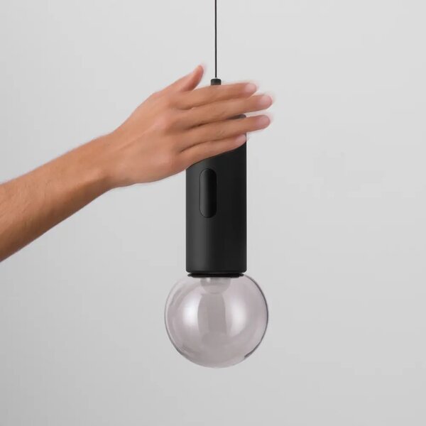 Nova Luce Černé kovové závěsné LED světlo Chronos 12 cm