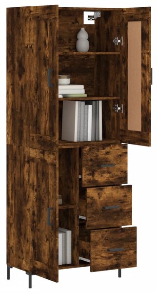 Skříň highboard kouřový dub 69,5 x 34 x 180 cm kompozitní dřevo 3200006