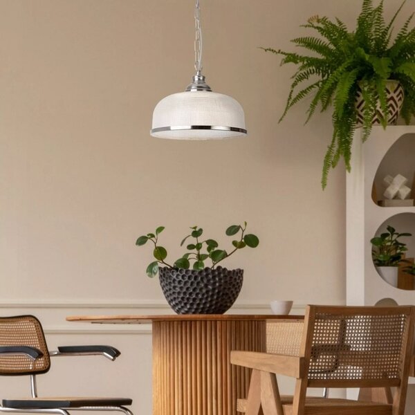 Searchlight 1682SS Závěsné svítidlo BISTRO SATIN, čiré sklo