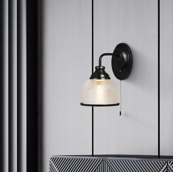 Searchlight 2671-1BK Nástěnná lampa BISTRO matná černá s vypínačem