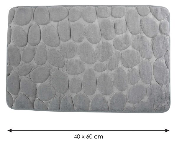 MSV koupelnová předložka PEBBLES, šedá, PU pěna, protiskluzová, 40 x 60 cm