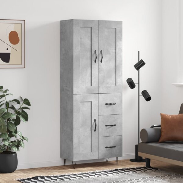 Skříň highboard betonově šedá 69,5x34x180 cm kompozitní dřevo 3200037