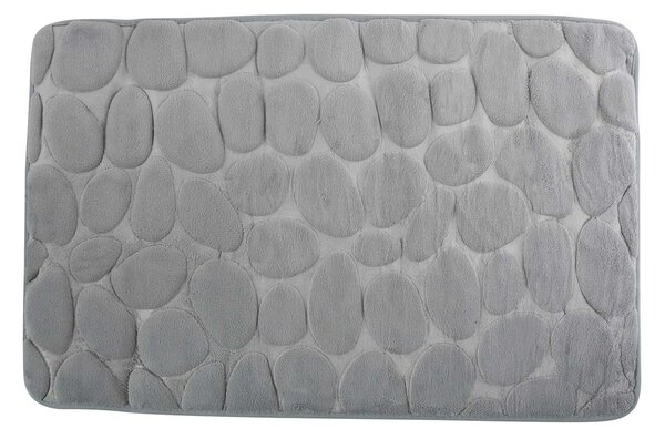 MSV koupelnová předložka PEBBLES, šedá, PU pěna, protiskluzová, 40 x 60 cm