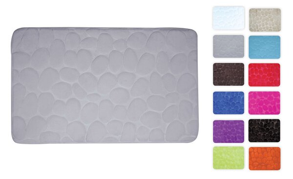 MSV koupelnová předložka PEBBLES, šedá, PU pěna, protiskluzová, 40 x 60 cm