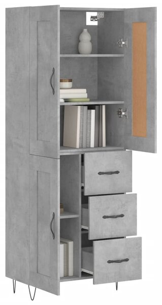 Skříň highboard betonově šedá 69,5x34x180 cm kompozitní dřevo 3200037