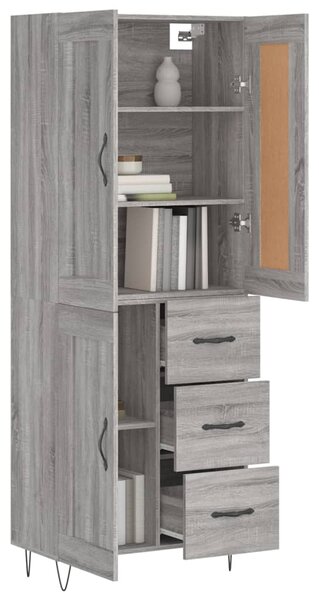 Skříň highboard šedá sonoma 69,5 x 34 x 180 cm kompozitní dřevo 3200039