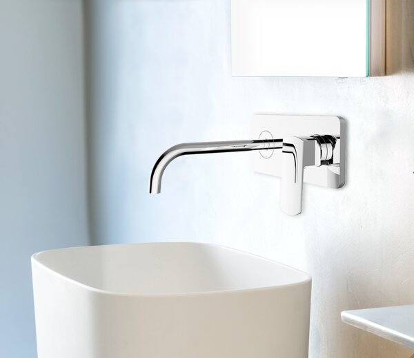 Teorema Edge- Umyvadlová baterie pod omítku, komplet, výtok 220 mm, výpusť CLICK chrom 8E312