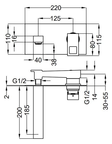 Teorema Pillar - Umyvadlová baterie pod omítku, komplet, chrom 8G316