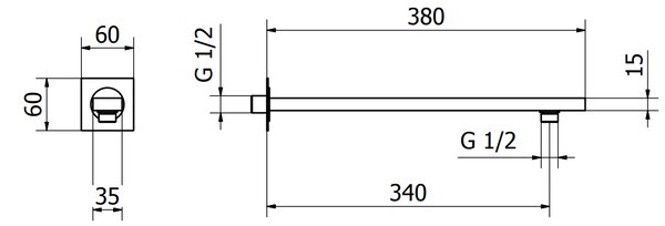 Teorema Edge - Hlavová sprcha 200/200 se sprchovým ramenem, černá 15287BB