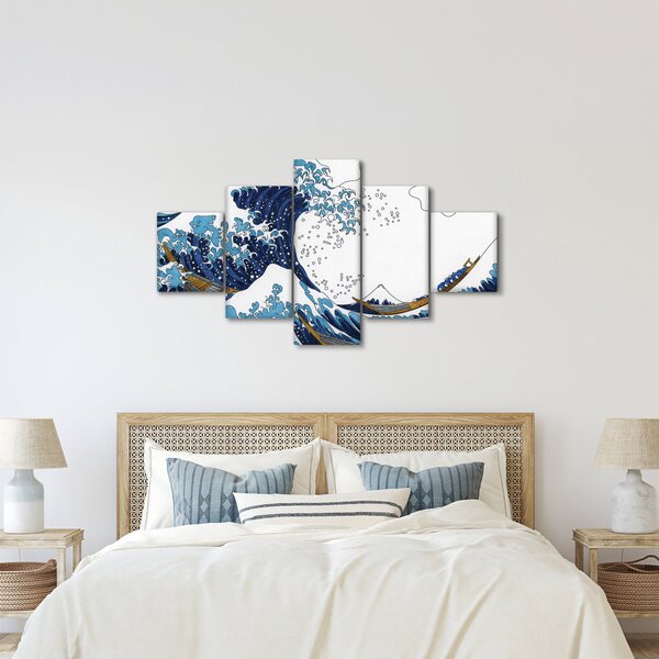Obraz - Japonská kresba, vlny (125x70 cm)