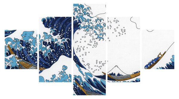 Obraz - Japonská kresba, vlny (125x70 cm)
