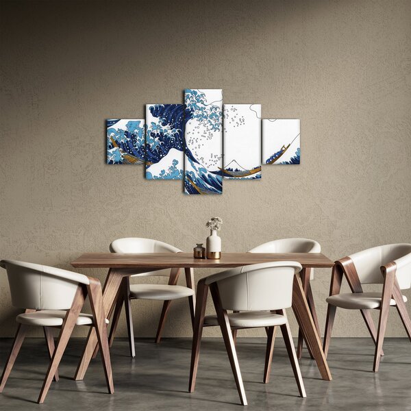 Obraz - Japonská kresba, vlny (125x70 cm)