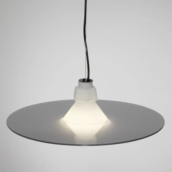 Nova Luce Šedobílé skleněné závěsné světlo Lora 45 cm