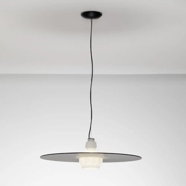 Nova Luce Šedobílé skleněné závěsné světlo Lora 60 cm
