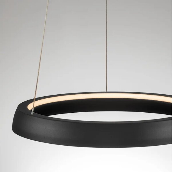 Nova Luce Černé kovové závěsné LED světlo Ovia 45 cm