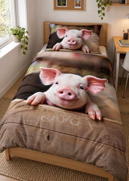 3d povlečení s prasátkem - Piggy mikroplyš 140x200 cm