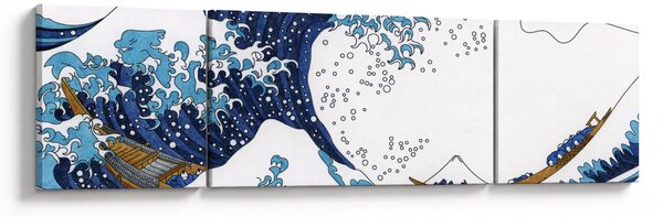 Obraz - Japonská kresba, vlny (170x50 cm)