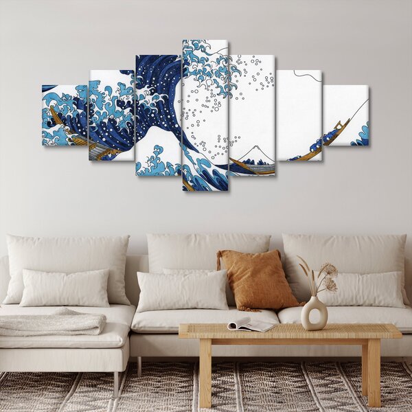 Obraz - Japonská kresba, vlny (210x100 cm)