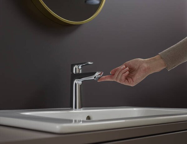 Hansgrohe Talis E Páková umyvadlová baterie 110 s odtokovou soupravou Push-Open, chrom 71711000