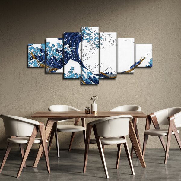 Obraz - Japonská kresba, vlny (210x100 cm)
