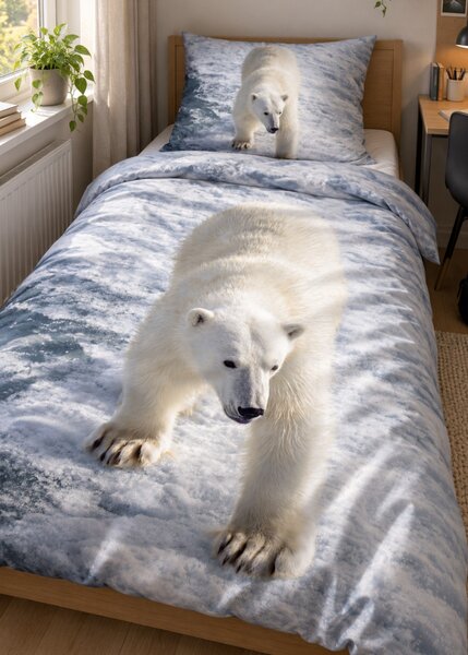 3d povlečení s ledním medvědem - Polar Bear mikroplyš 140x200 cm