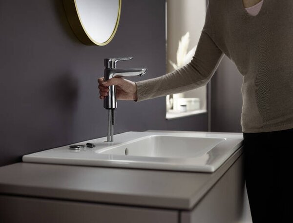 Hansgrohe Talis E Páková umyvadlová baterie 110 s odtokovou soupravou Push-Open, chrom 71711000