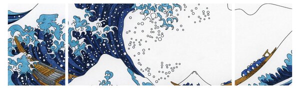 Obraz - Japonská kresba, vlny (170x50 cm)