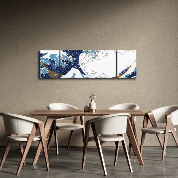 Obraz - Japonská kresba, vlny (170x50 cm)