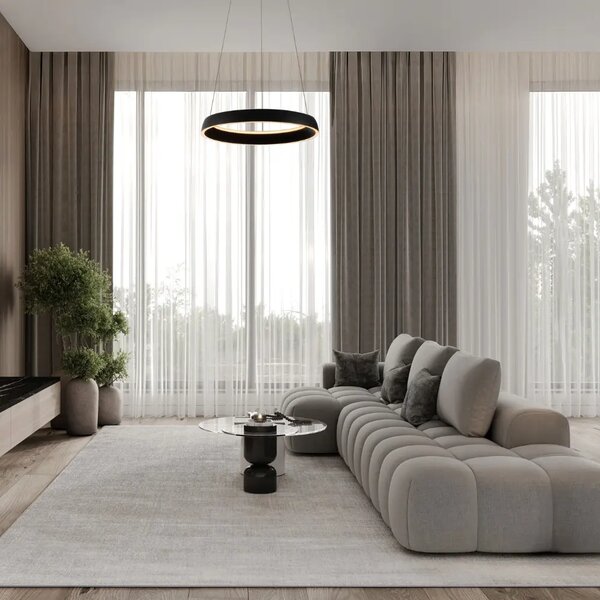 Nova Luce Černé kovové závěsné LED světlo Ovia 45 cm