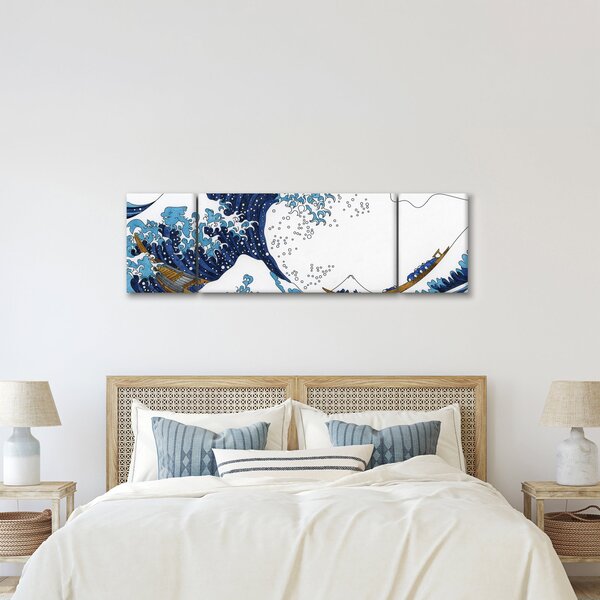 Obraz - Japonská kresba, vlny (170x50 cm)