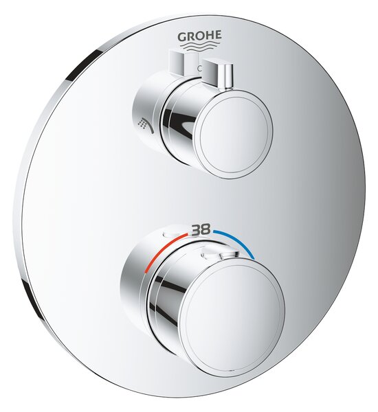 GROHE Grohtherm - Termostatická baterie pro 2 výstupy s integrovaným uzavíracím/přepínacím ventilem, Chrom 24076000