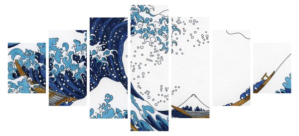 Obraz - Japonská kresba, vlny (210x100 cm)