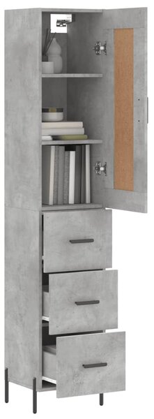 Skříň highboard betonově šedá 34,5x34x180 cm kompozitní dřevo 3200205
