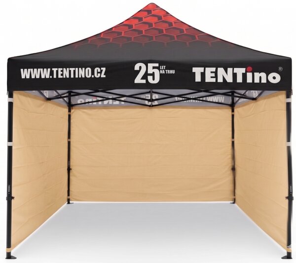 TENTino Nůžkový stan 3x3m STEEL HEXAGON – Limitovaná edice 25 let + potisk Barva opláštění (Zvolte variantu): 4A - ŽLUTÁ, Počet bočních plachet: konstrukce + střecha TENTino + 1x boční strana