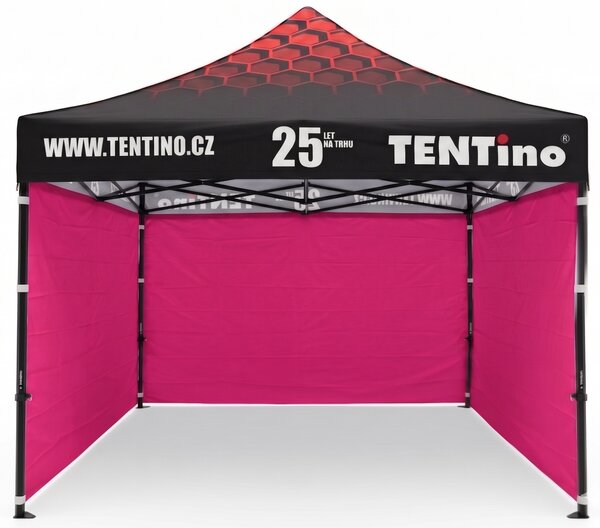 TENTino Nůžkový stan 3x3m STEEL HEXAGON – Limitovaná edice 25 let + potisk Barva opláštění (Zvolte variantu): 4A - ŽLUTÁ, Počet bočních plachet: konstrukce + střecha TENTino + 1x boční strana