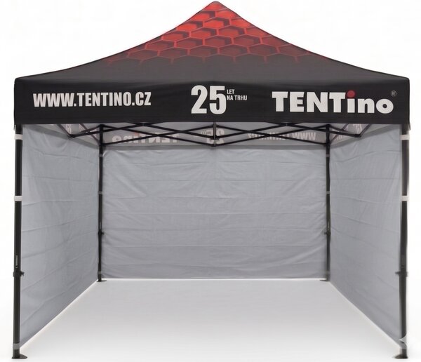 TENTino Nůžkový stan 3x3m STEEL HEXAGON – Limitovaná edice 25 let + potisk Barva opláštění (Zvolte variantu): 4A - ŽLUTÁ, Počet bočních plachet: konstrukce + střecha TENTino + 1x boční strana