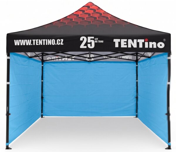 TENTino Nůžkový stan 3x3m STEEL HEXAGON – Limitovaná edice 25 let + potisk Barva opláštění (Zvolte variantu): 4A - ŽLUTÁ, Počet bočních plachet: konstrukce + střecha TENTino + 1x boční strana