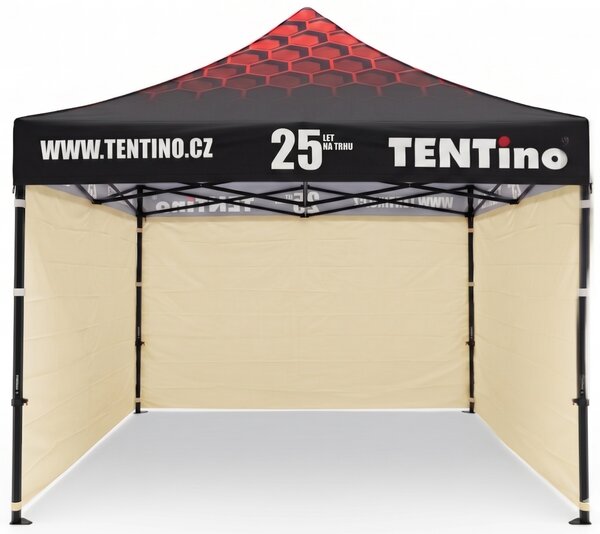 TENTino Nůžkový stan 3x3m STEEL HEXAGON – Limitovaná edice 25 let + potisk Barva opláštění (Zvolte variantu): 4A - ŽLUTÁ, Počet bočních plachet: konstrukce + střecha TENTino + 1x boční strana