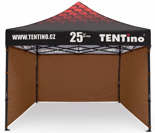 TENTino Nůžkový stan 3x3m STEEL HEXAGON – Limitovaná edice 25 let + potisk Barva opláštění (Zvolte variantu): 4A - ŽLUTÁ, Počet bočních plachet: konstrukce + střecha TENTino + 1x boční strana