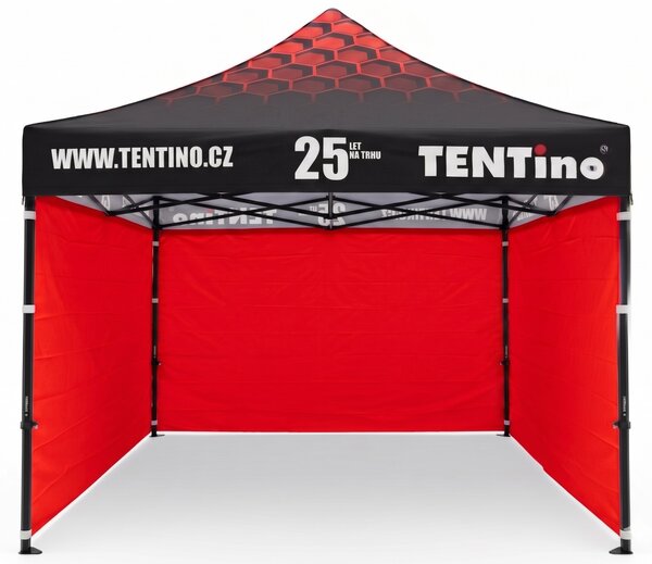 TENTino Nůžkový stan 3x3m STEEL HEXAGON – Limitovaná edice 25 let + potisk Barva opláštění (Zvolte variantu): 4A - ŽLUTÁ, Počet bočních plachet: konstrukce + střecha TENTino + 1x boční strana