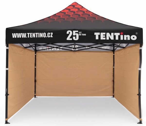 TENTino Nůžkový stan 3x3m STEEL HEXAGON – Limitovaná edice 25 let + potisk Barva opláštění (Zvolte variantu): 4A - ŽLUTÁ, Počet bočních plachet: konstrukce + střecha TENTino + 1x boční strana