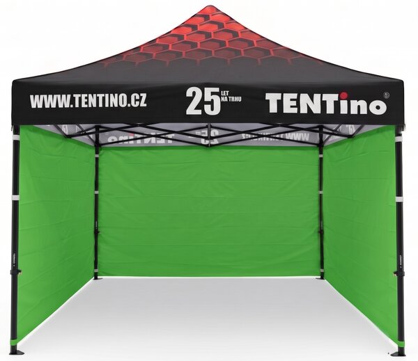 TENTino Nůžkový stan 3x3m STEEL HEXAGON – Limitovaná edice 25 let + potisk Barva opláštění (Zvolte variantu): 4A - ŽLUTÁ, Počet bočních plachet: konstrukce + střecha TENTino + 1x boční strana