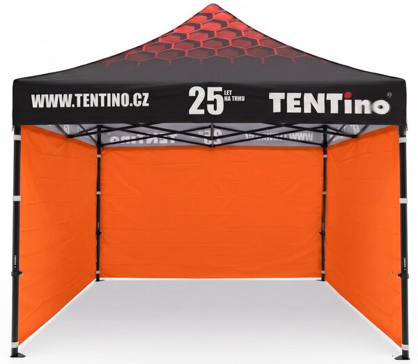 TENTino Nůžkový stan 3x3m STEEL HEXAGON – Limitovaná edice 25 let + potisk Barva opláštění (Zvolte variantu): 4A - ŽLUTÁ, Počet bočních plachet: konstrukce + střecha TENTino + 1x boční strana