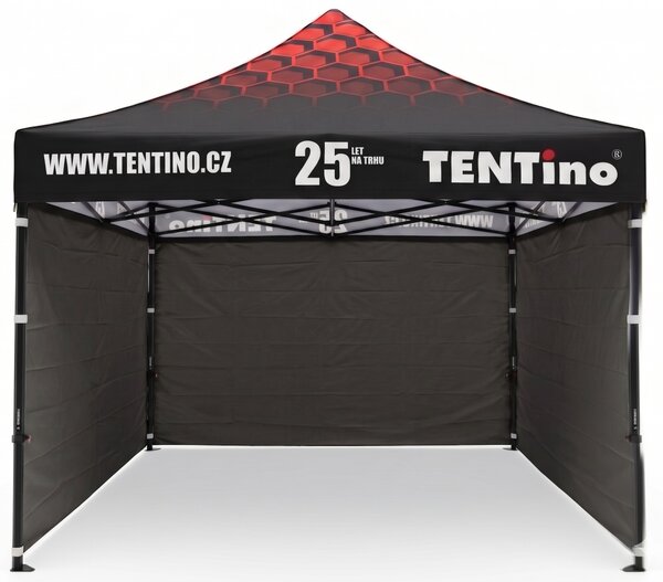TENTino Nůžkový stan 3x3m STEEL HEXAGON – Limitovaná edice 25 let + potisk Barva opláštění (Zvolte variantu): 4A - ŽLUTÁ, Počet bočních plachet: konstrukce + střecha TENTino + 1x boční strana